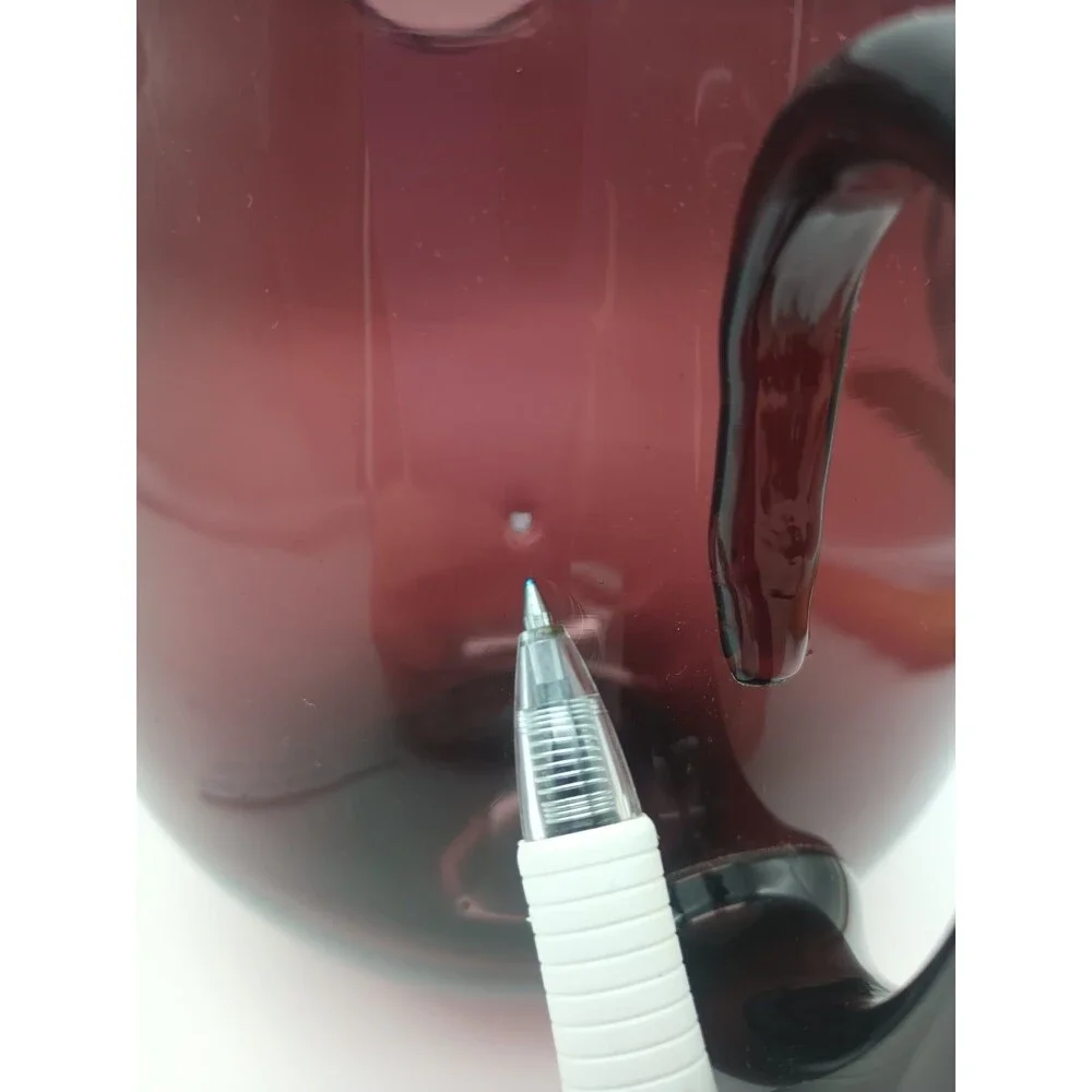 Vtg Blenko Purple Amethyst Squat Pitcher Art Glass 5.75